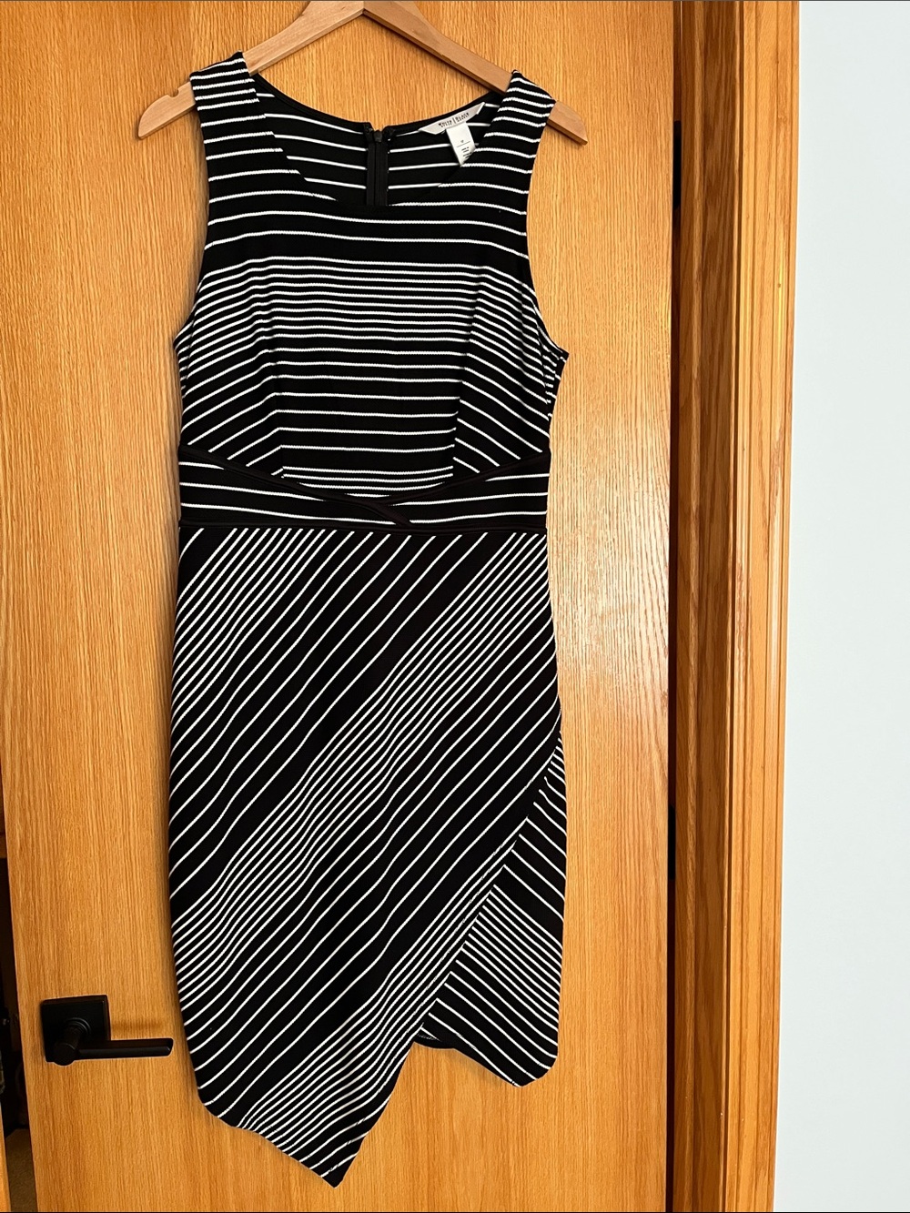 White House Black Market Black and White Striped Sheath Dress
